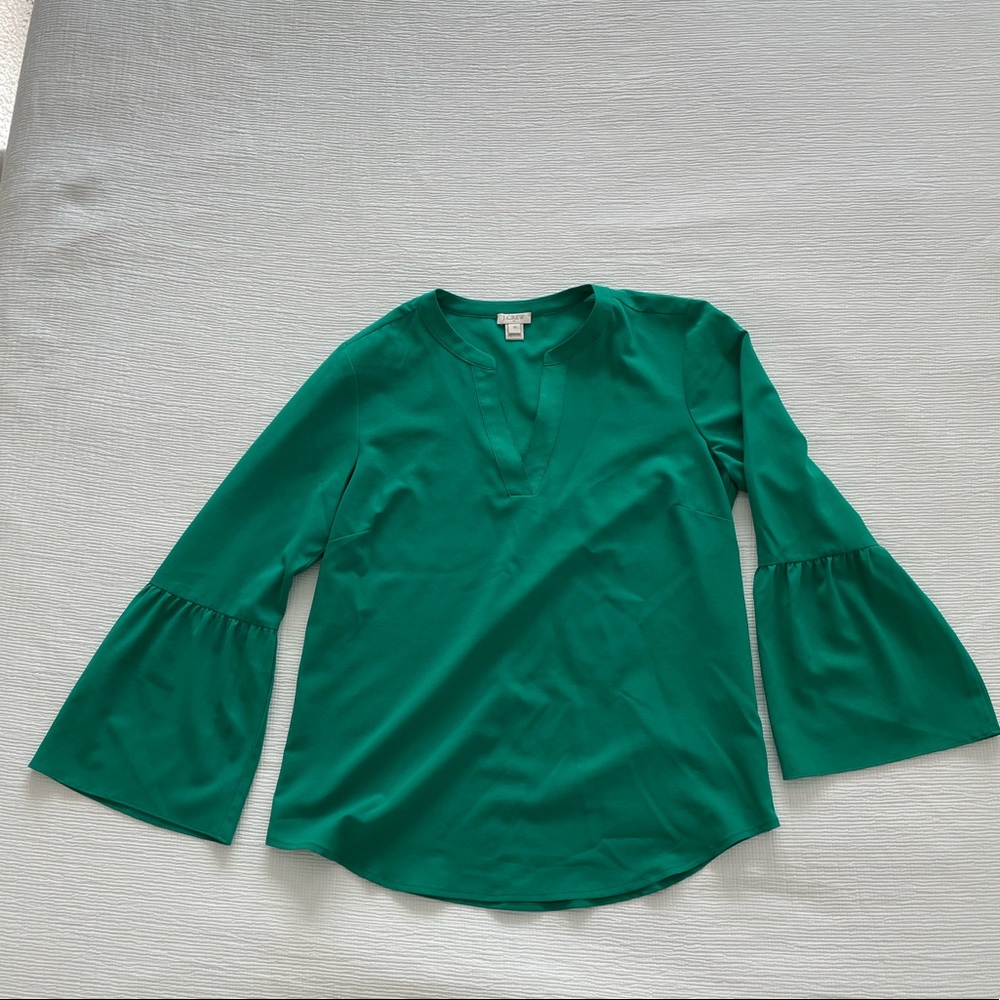 J.Crew bell sleeve top - green - size XS